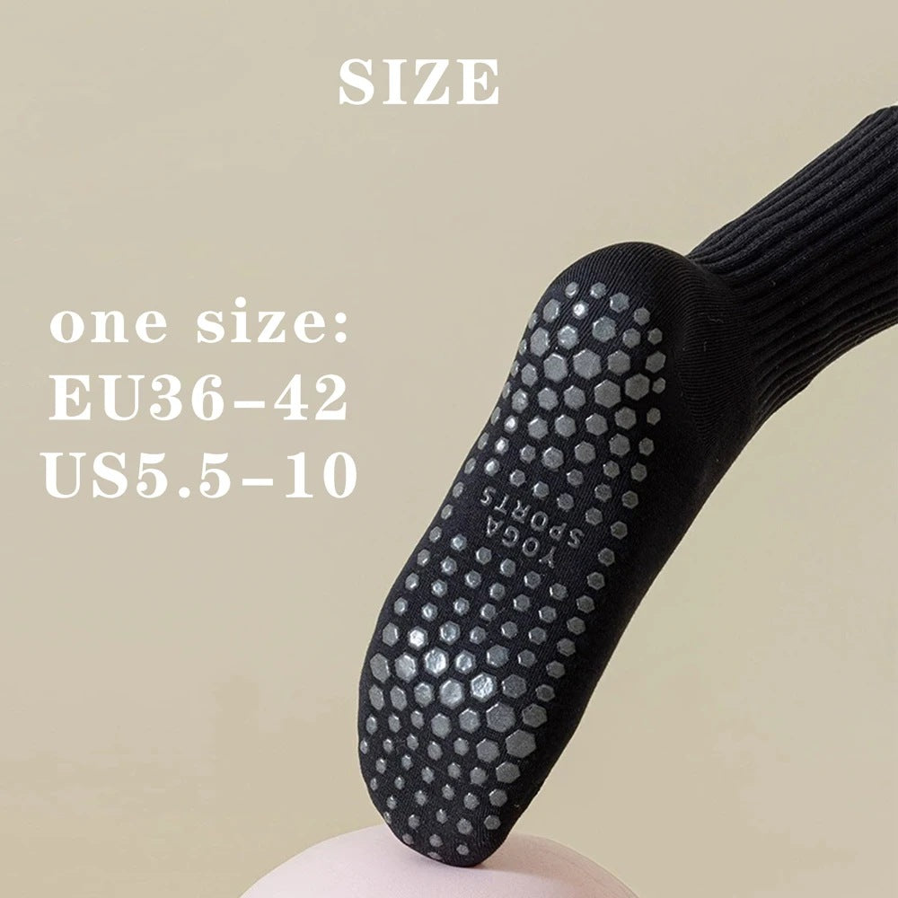 Black mid-crew grip sock showing the silicone grip sole, size EU 36–42