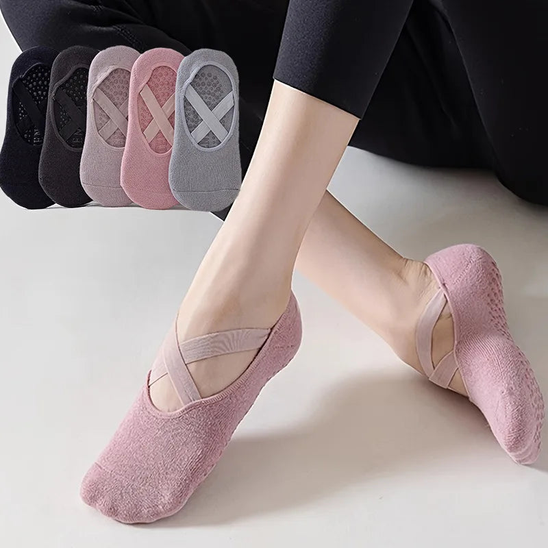 Crossover Grip No-Show Socks — 5-Pair Pack