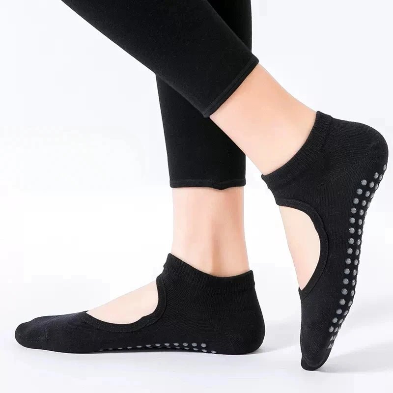 Ballet Wrap Backless Grip Socks — 3-Pair Pack — Black