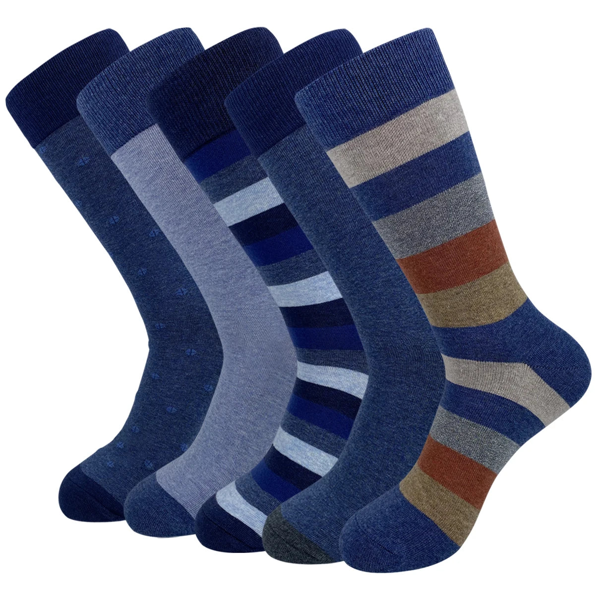 Classic Argyle Dress Socks — 5-Pair Pack — Navy Stripe