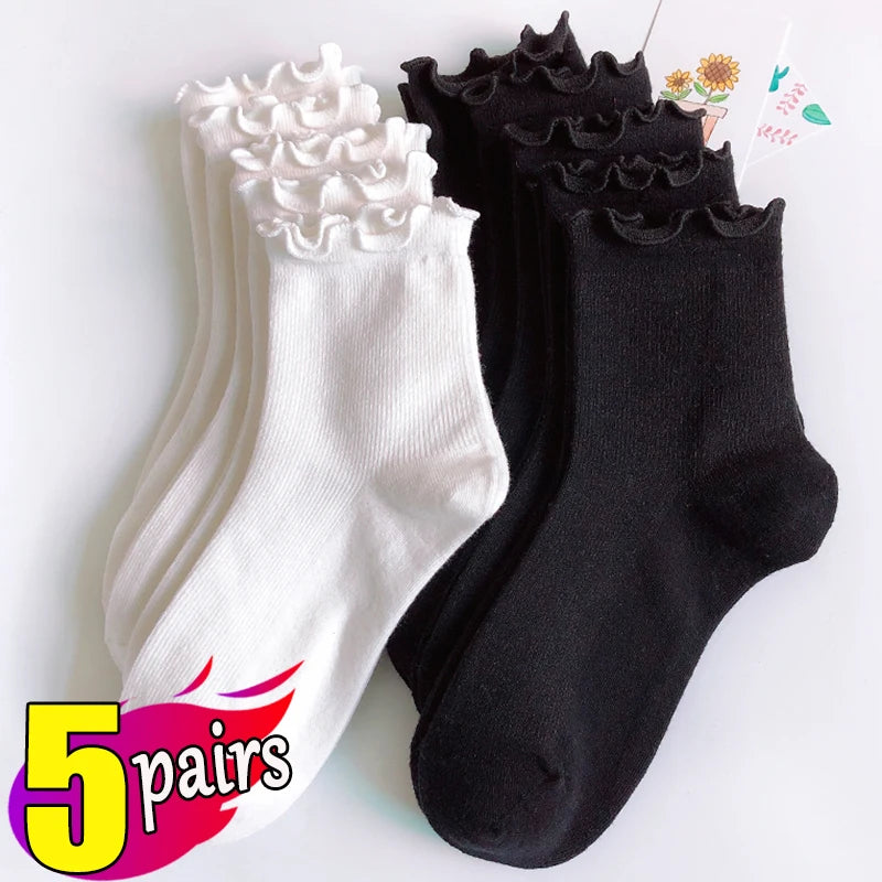 Ruffle Cuff Ankle Socks — 3-Pair Pack