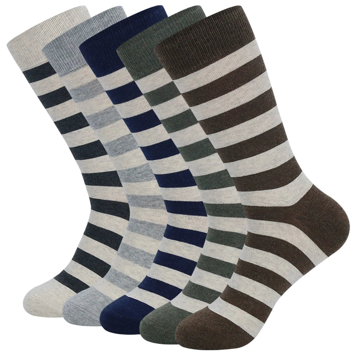 Classic Argyle Dress Socks — 5-Pair Pack — Ecru Stripe