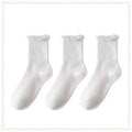 Ruffle Cuff Ankle Socks — 3-Pair Pack — White