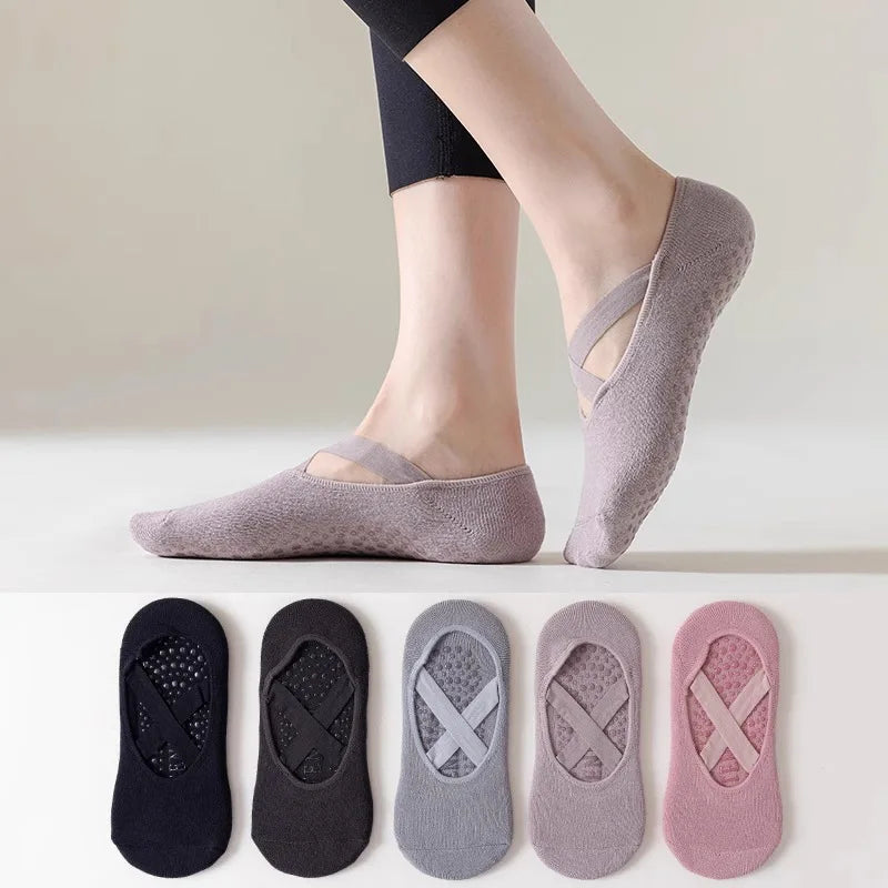 Crossover Grip No-Show Socks — 5-Pair Pack