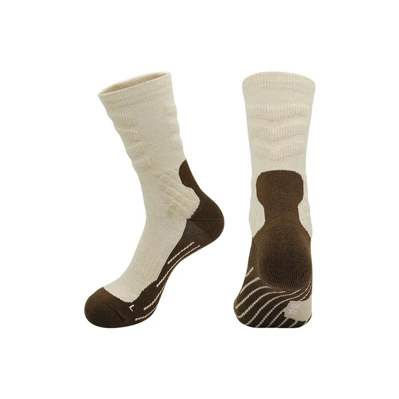 Alpine Ridge Wool-Blend Crew Socks — Apricot
