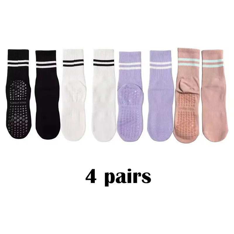 Studio Stripe Grip Socks — 4-Pair Pack