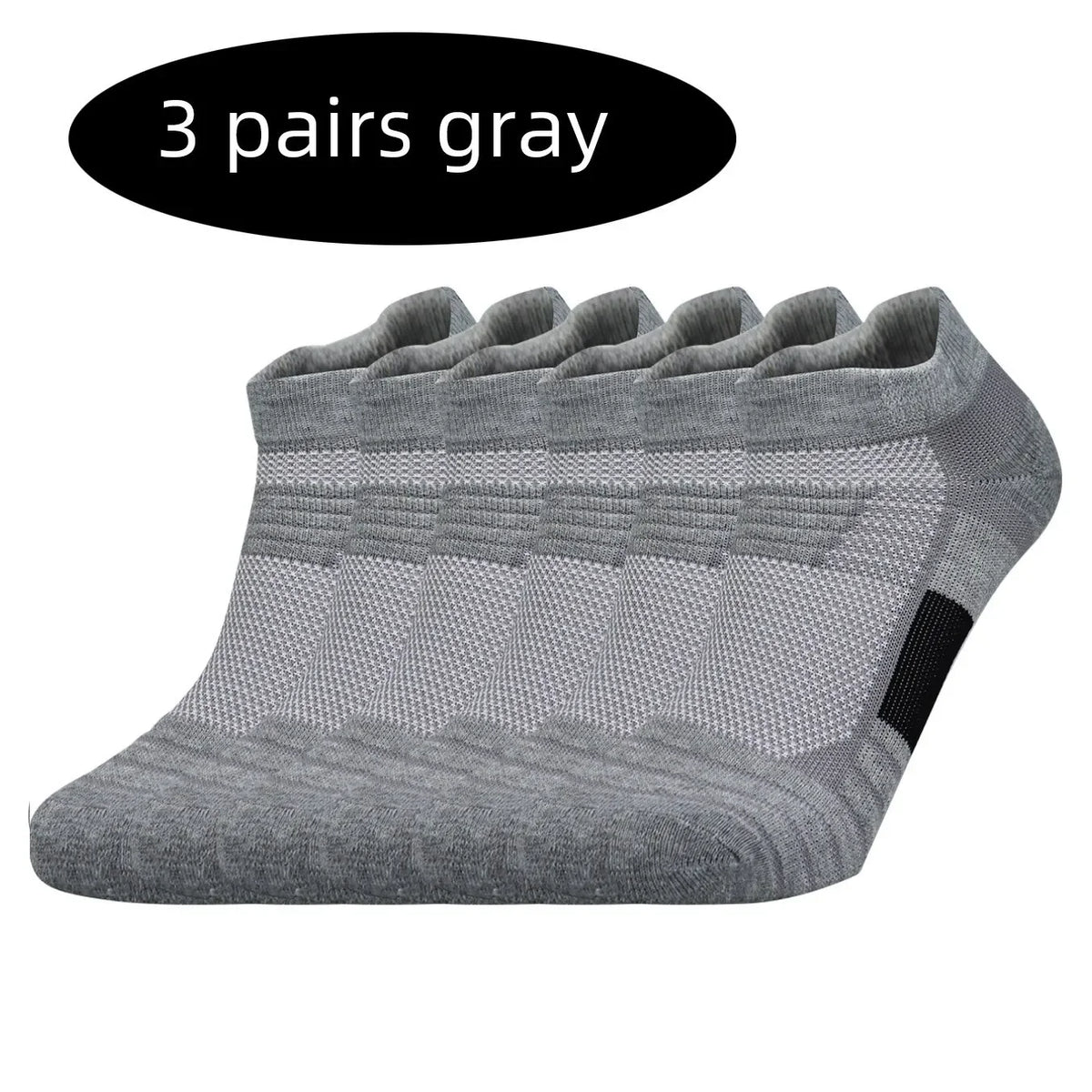 Cushion Sport Ankle Socks — 3-Pair Pack — Grey