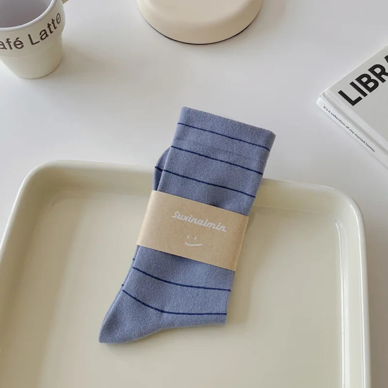 Campus Stripe Crew Socks — 3-Pair Pack — Blue