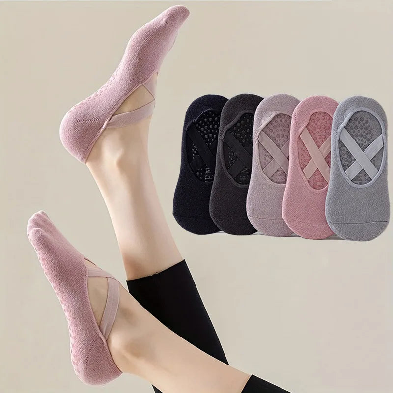 Crossover Grip No-Show Socks — 5-Pair Pack