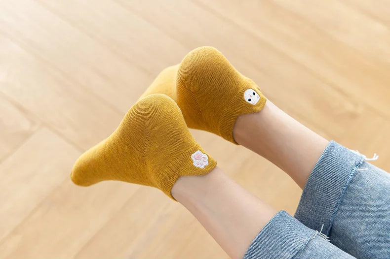 Happy Faces Embroidered Ankle Socks — 10-Pair Pack