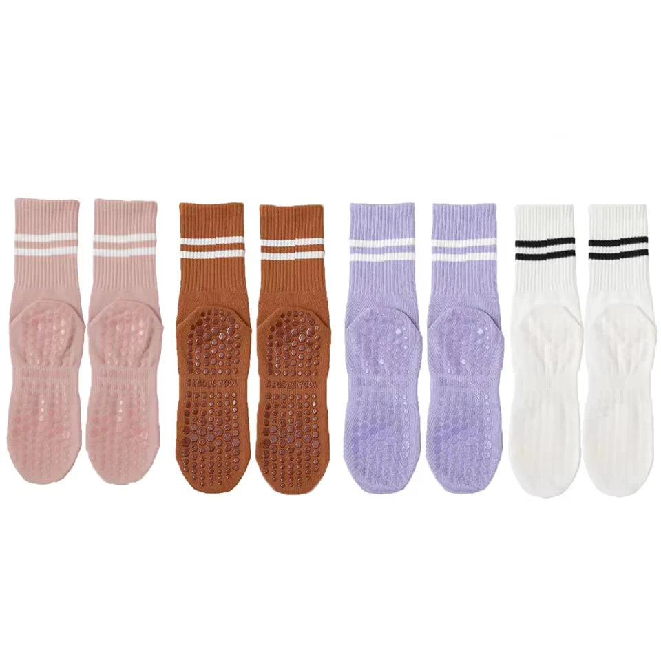 Studio Stripe Grip Socks — 4-Pair Pack — Mixed B