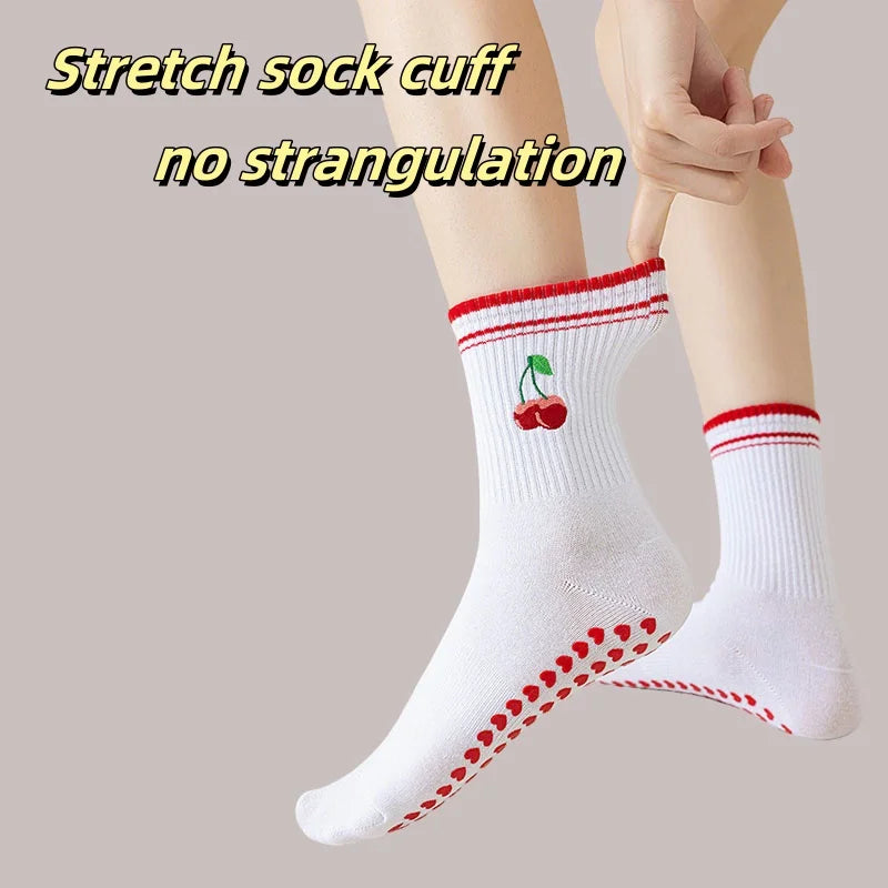Embroidered Knit Grip Socks — 3-Pair Pack