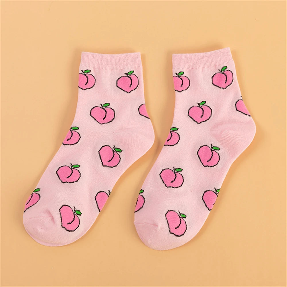 Fruit Salad Crew Socks — 3-Pair Pack — Peach