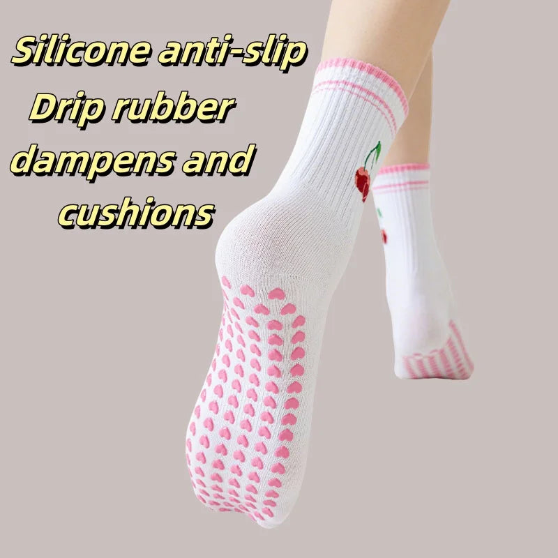Embroidered Knit Grip Socks — 3-Pair Pack