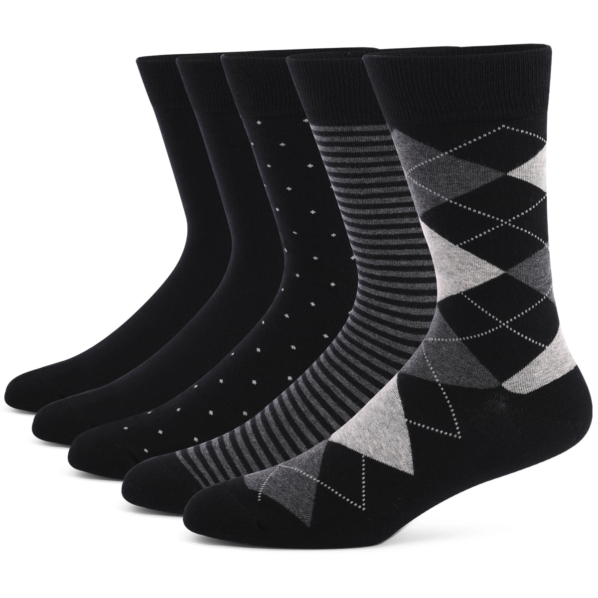 Classic Argyle Dress Socks — 5-Pair Pack — Charcoal Argyle