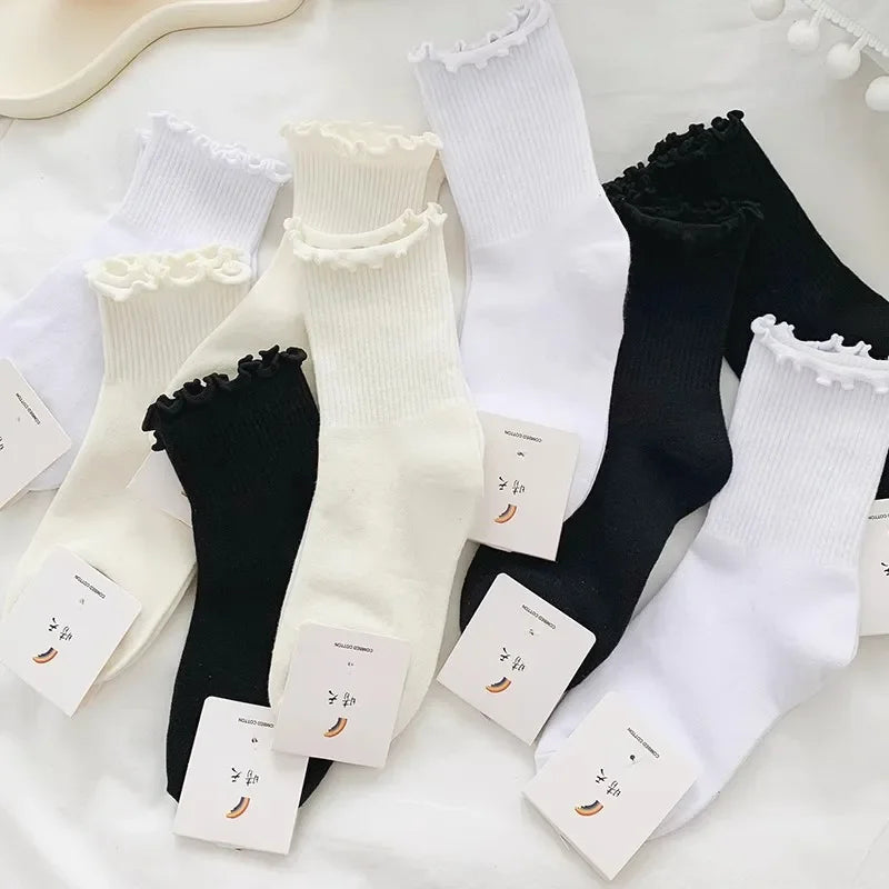 Ruffle Cuff Ankle Socks — 3-Pair Pack