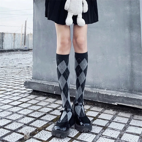 Argyle Knee-High Socks