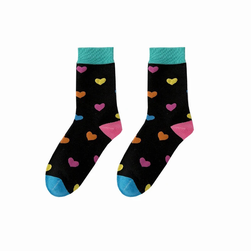 Heart Print Crew Socks — 3-Pair Pack — Black