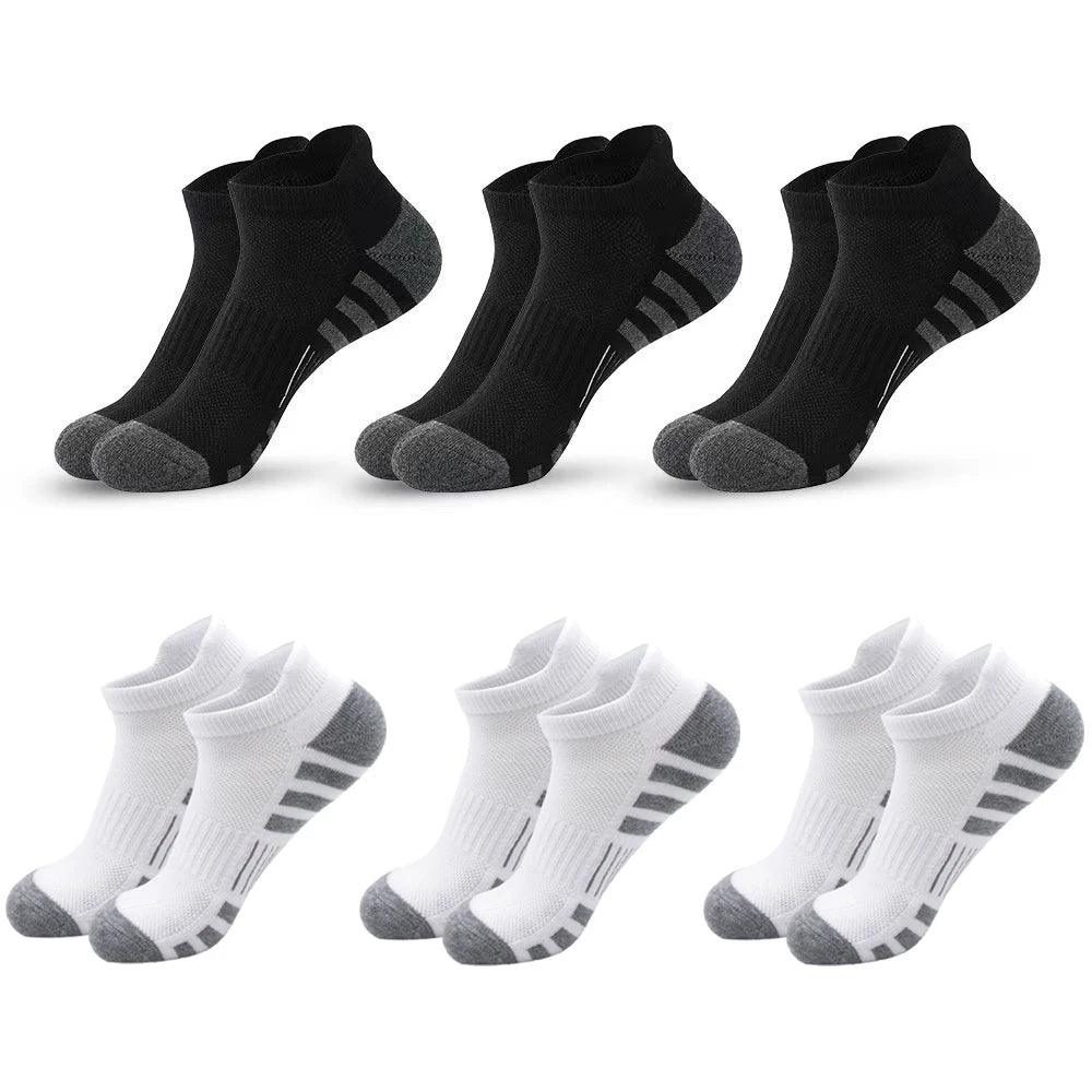 Tab Runner Ankle Socks — 6-Pair Pack — Black/White