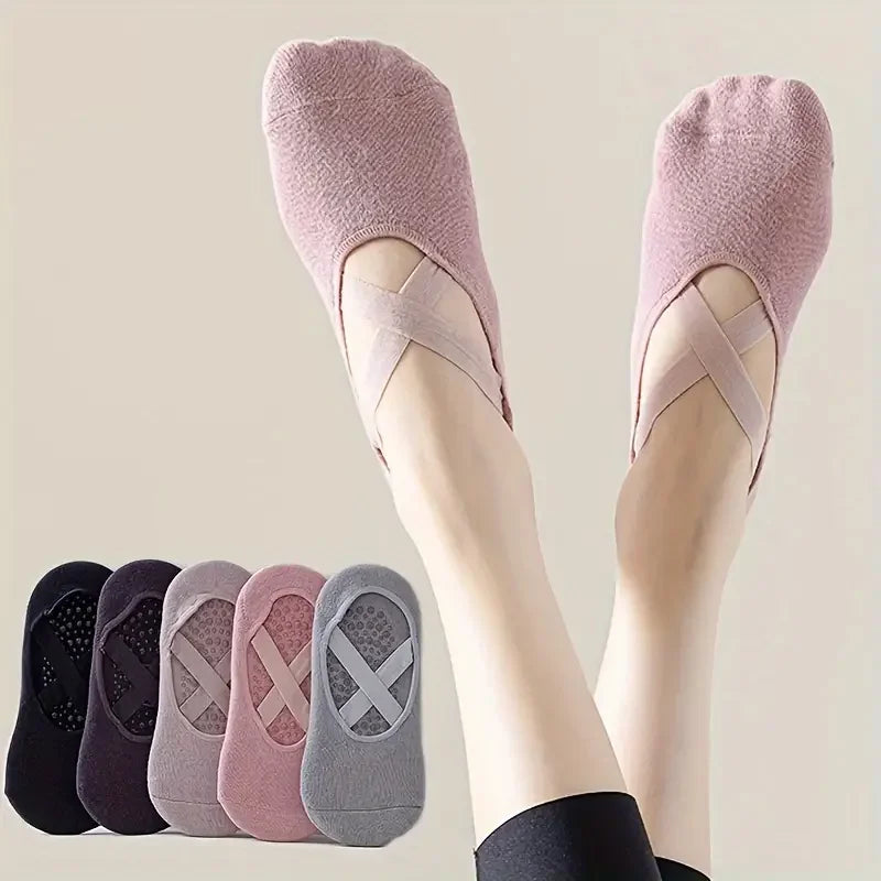 Crossover Grip No-Show Socks — 5-Pair Pack