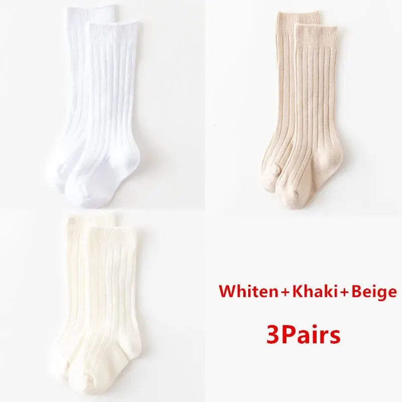 Little Rib Knee-High Socks — 3-Pair Pack — Neutral Set