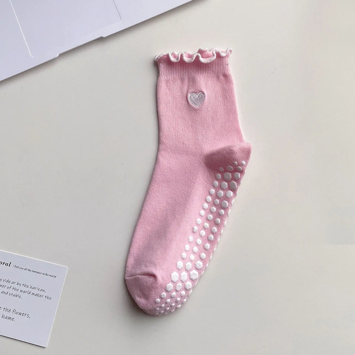 Heartline Grip Crew Socks — 3-Pair Pack — Pink