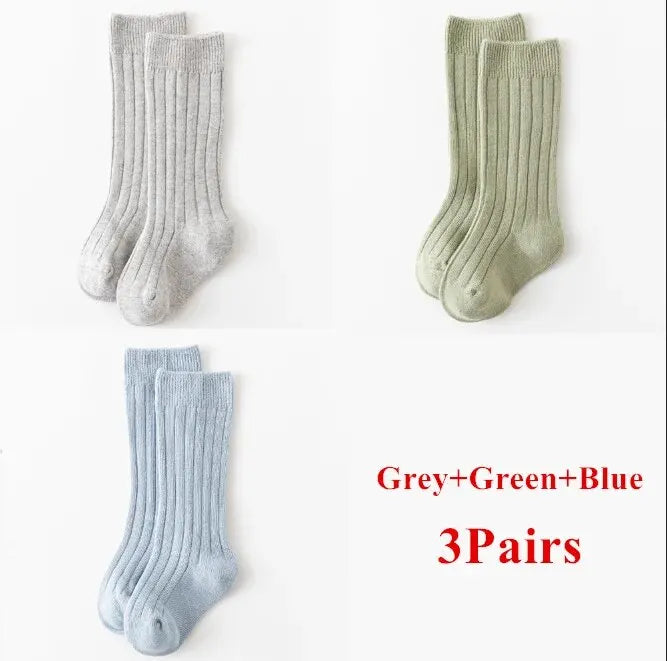 Little Rib Knee-High Socks — 3-Pair Pack — Sage Set