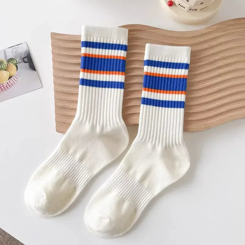 Varsity Stripe Sport Crew Socks — 3-Pair Pack — Blue Stripe