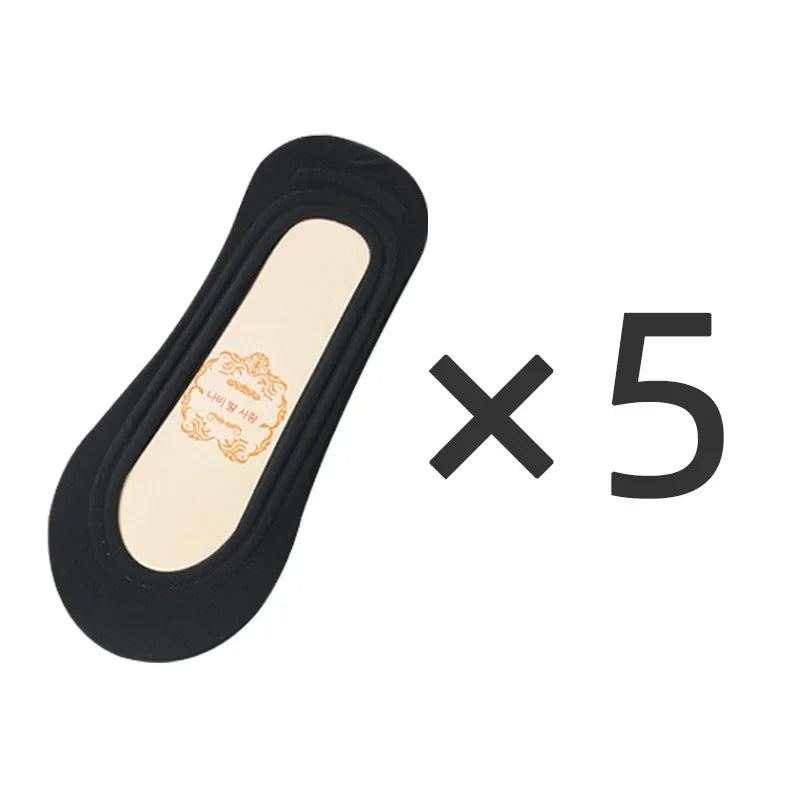 Barely There Ice-Silk No-Show Socks — 5-Pair Pack — Black