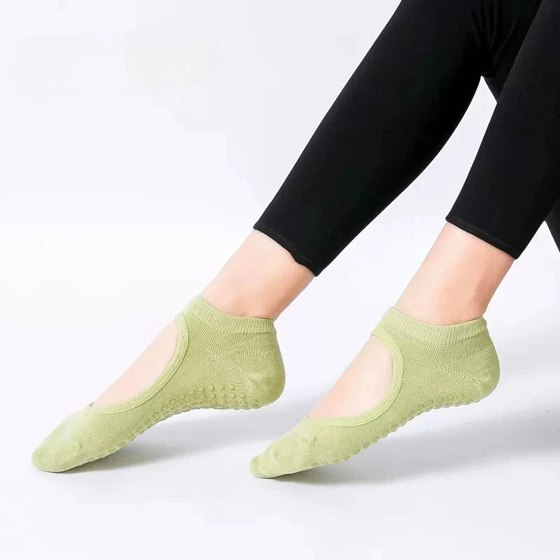 Ballet Wrap Backless Grip Socks — 3-Pair Pack — Green