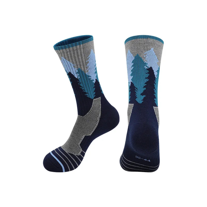 Alpine Ridge Wool-Blend Crew Socks — Blue Grey