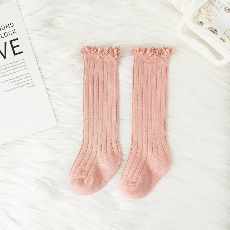 Little Ruffle Knee-High Socks — 3-Pair Pack — Pink