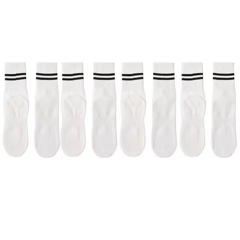 Studio Stripe Grip Socks — 4-Pair Pack — White