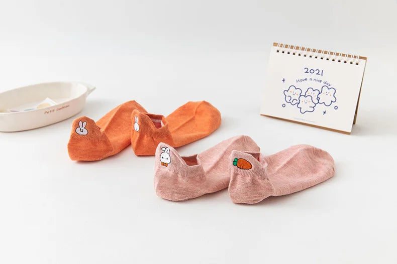 Happy Faces Embroidered Ankle Socks — 10-Pair Pack