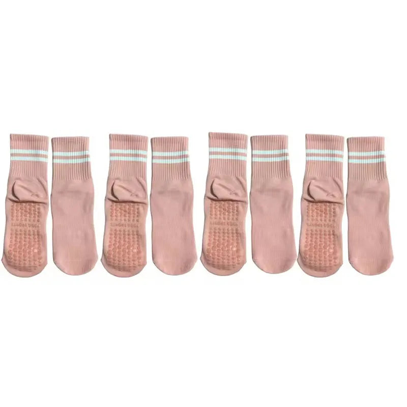 Studio Stripe Grip Socks — 4-Pair Pack — Blush