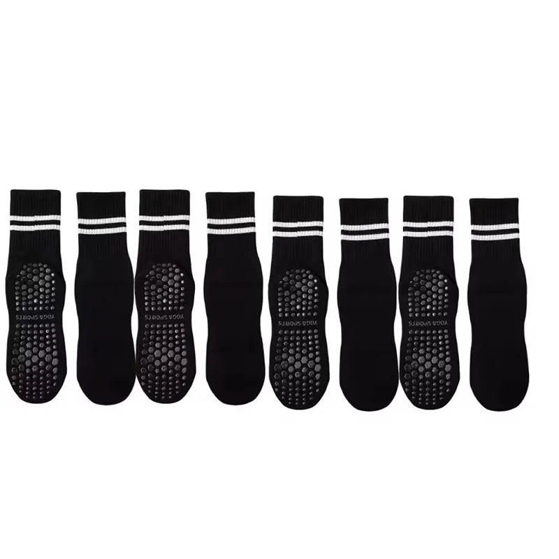 Studio Stripe Grip Socks — 4-Pair Pack — Black