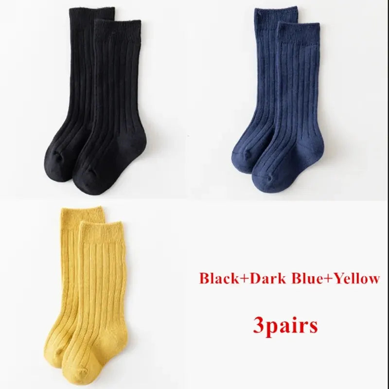 Little Rib Knee-High Socks — 3-Pair Pack — Navy Set