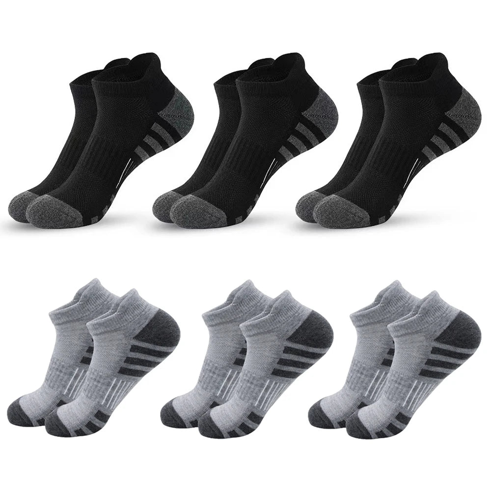 Tab Runner Ankle Socks — 6-Pair Pack — Black/Grey