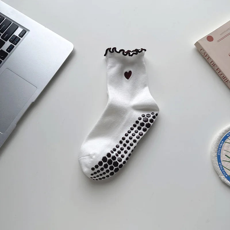 Heartline Grip Crew Socks — 3-Pair Pack — White